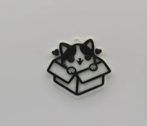 Cute Cat In a Box Keychain