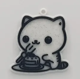 Cute Cat Eating a Cake Keychain