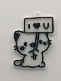 Cat Holding a Sign Keychain